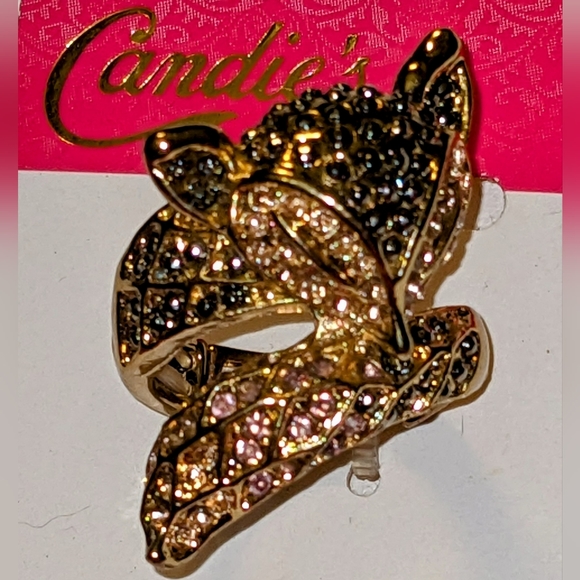 New Sparkling Black Gold & Light pink FOX Stretch Ring - Picture 10 of 15